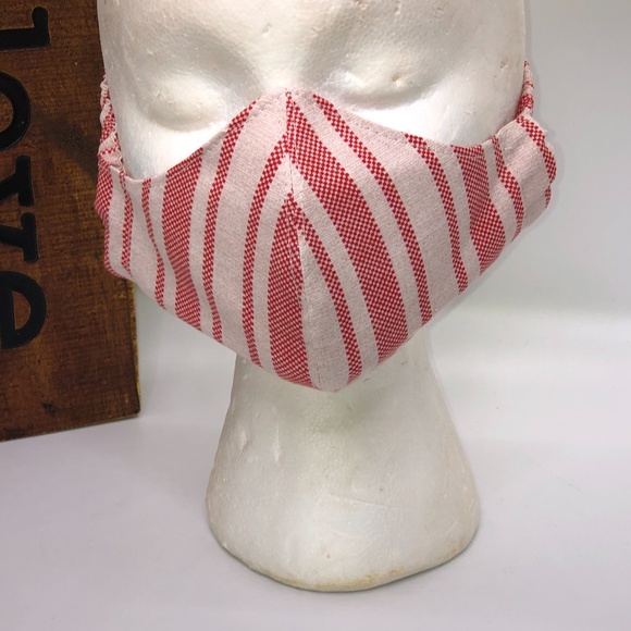 REUSABLE 100% Cotton Red Stripe Face Mask ~NEW! - Picture 8 of 13